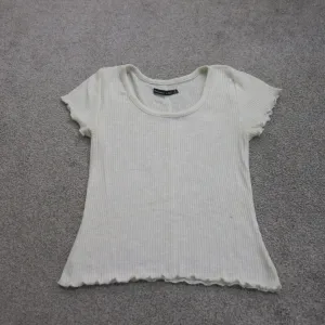 Abercrombie & Fitch Womens Knitted T Shirt Top Cap Sleeve Round Neck White SZ S