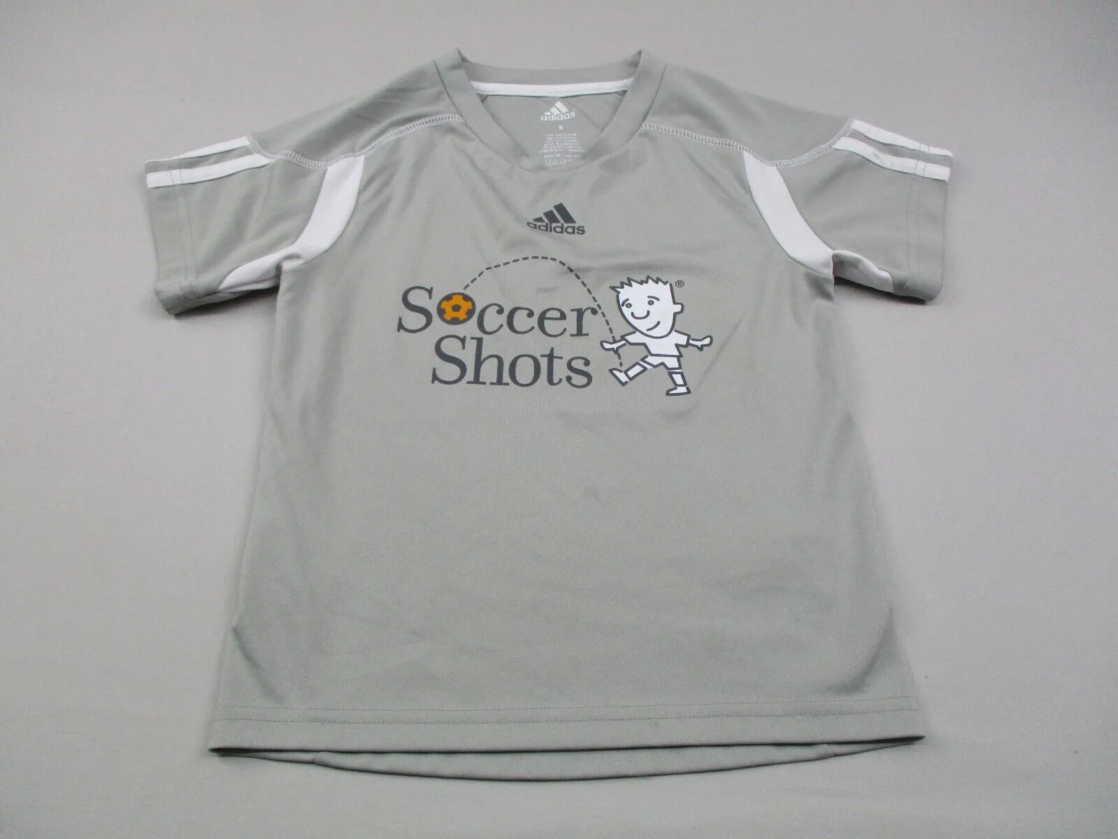 Adidas Boys Graphic T Shirt Top Shorts Sleeves Crew Neck Gray Size Small