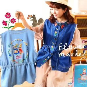 AF - AF240901 Denim Sleeveless embroidered Jacket