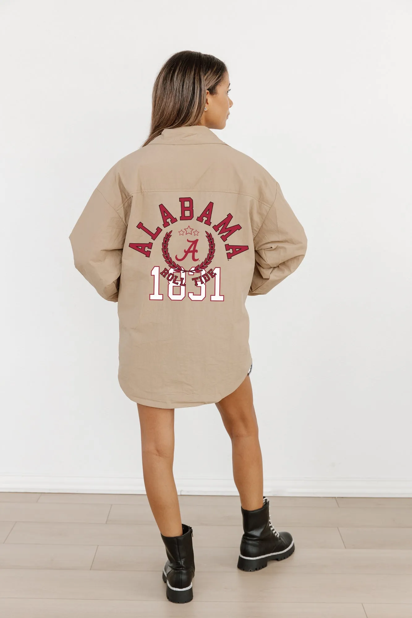 ALABAMA CRIMSON TIDE TAKE IT TO THE HOUSE LIGHTWEIGHT BUTTON DOWN OVERSIZED JACKET BY MADI PREWETT TROUTT