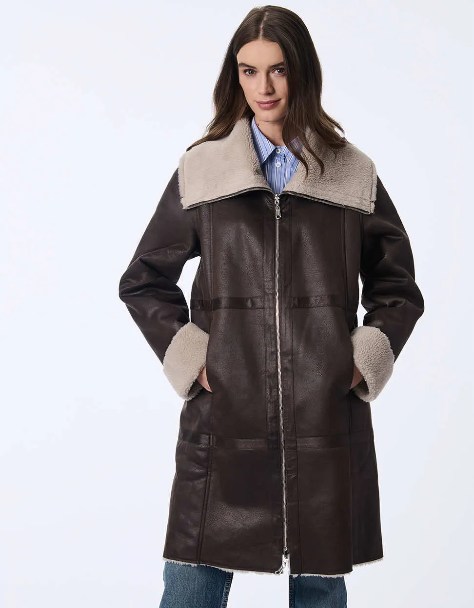 Alpine Whisper Teddy and Faux Leather Reversible Coat