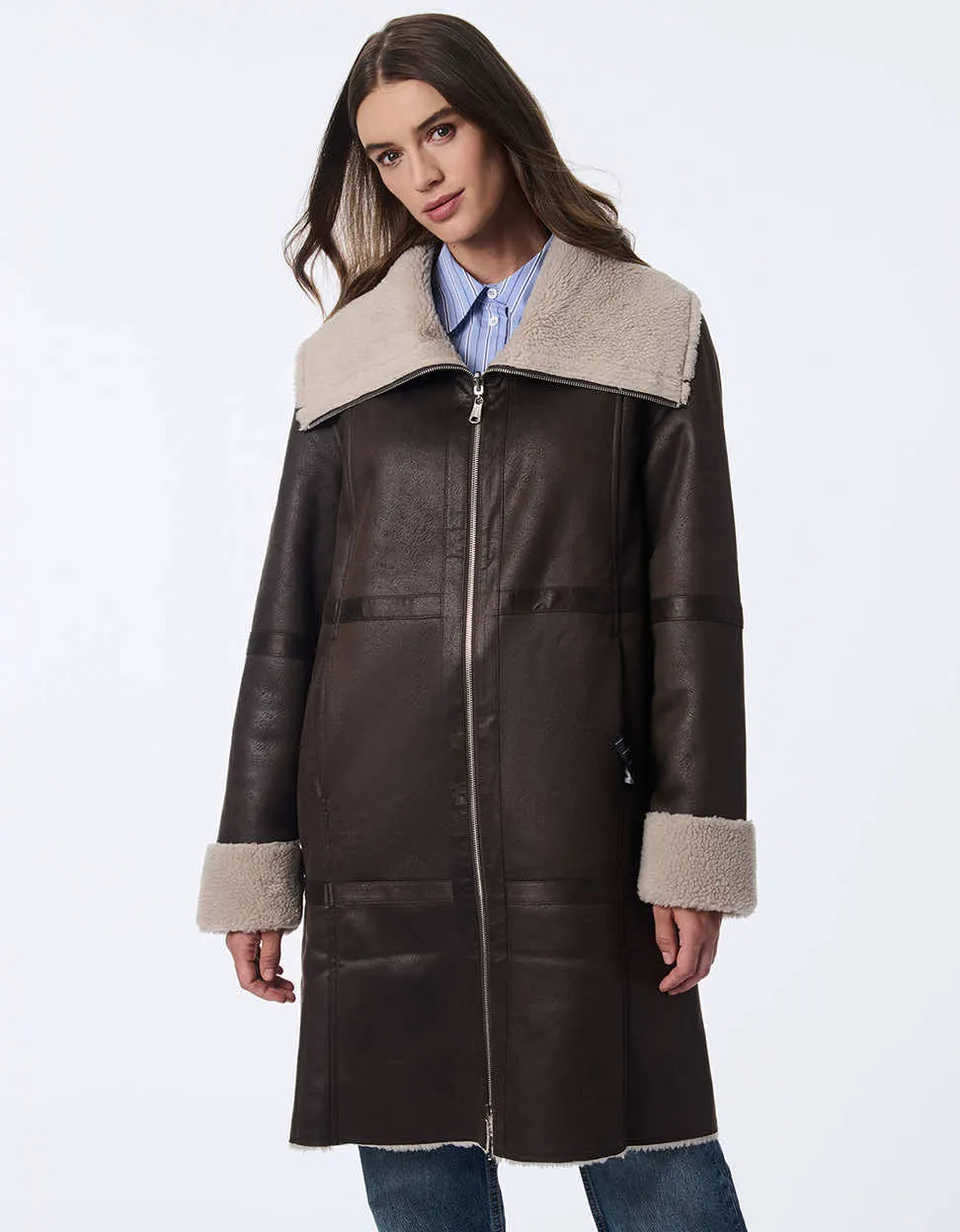 Alpine Whisper Teddy and Faux Leather Reversible Coat