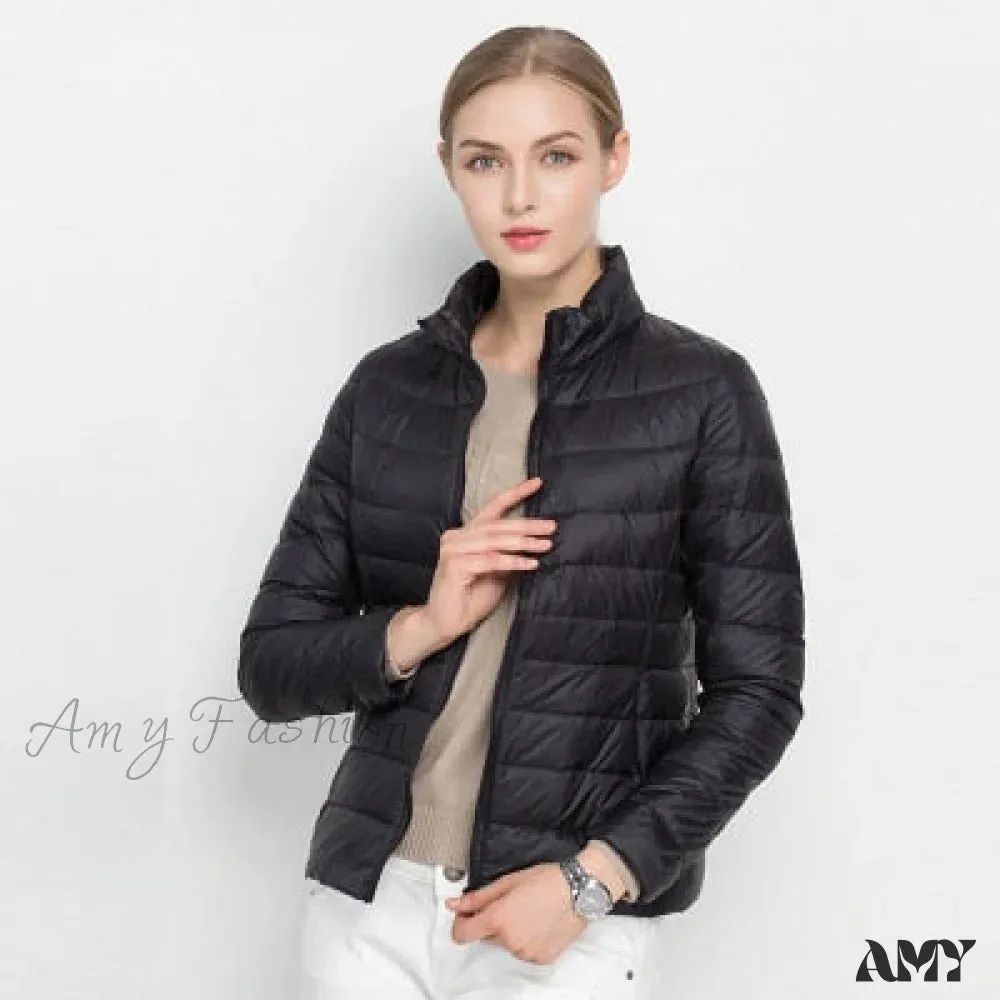 Amy Fashion - Slim Puffer Portable Windproof Down Coat