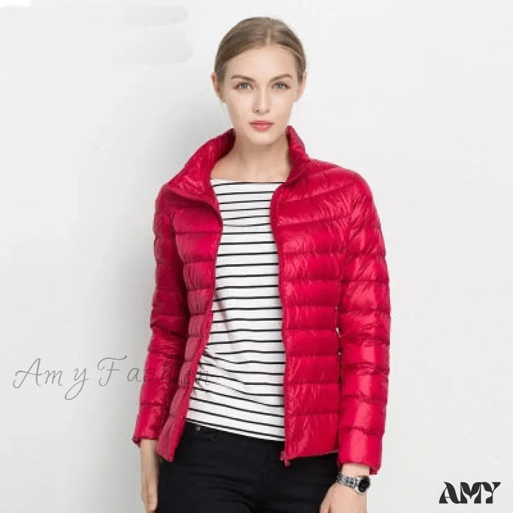 Amy Fashion - Slim Puffer Portable Windproof Down Coat