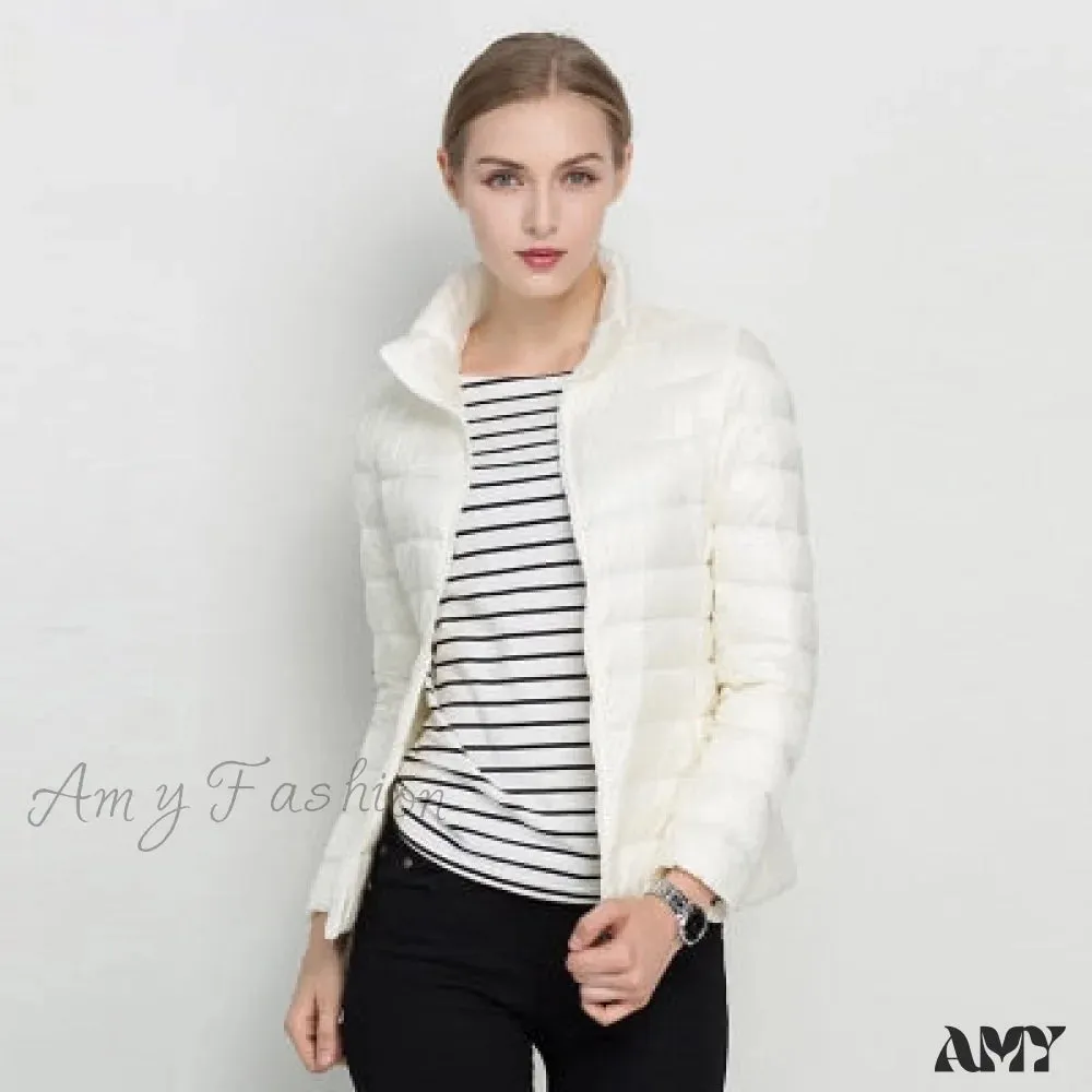 Amy Fashion - Slim Puffer Portable Windproof Down Coat