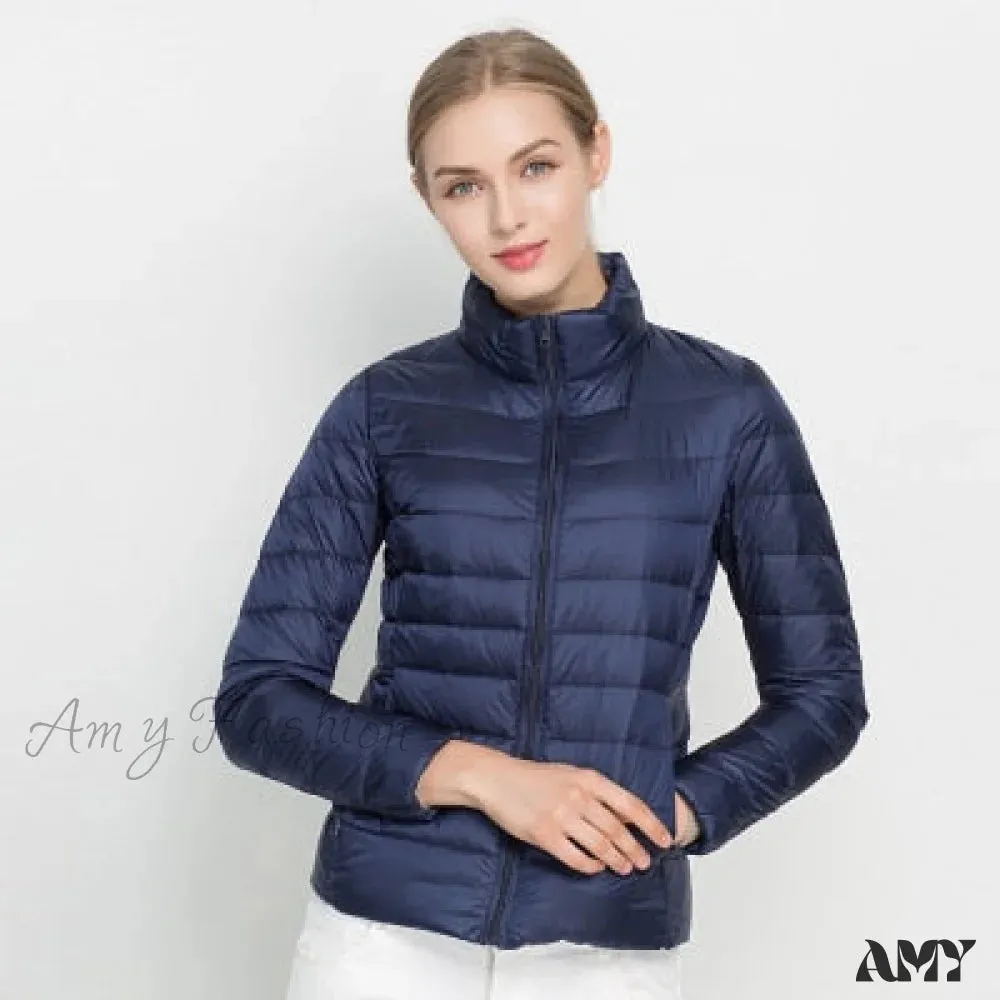 Amy Fashion - Slim Puffer Portable Windproof Down Coat