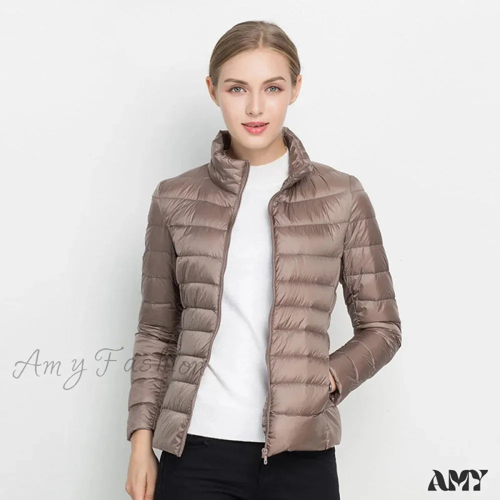 Amy Fashion - Slim Puffer Portable Windproof Down Coat