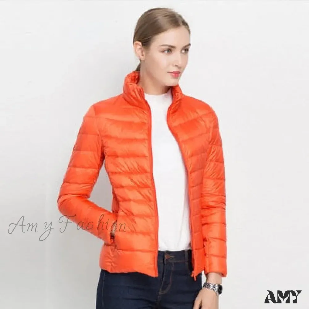 Amy Fashion - Slim Puffer Portable Windproof Down Coat