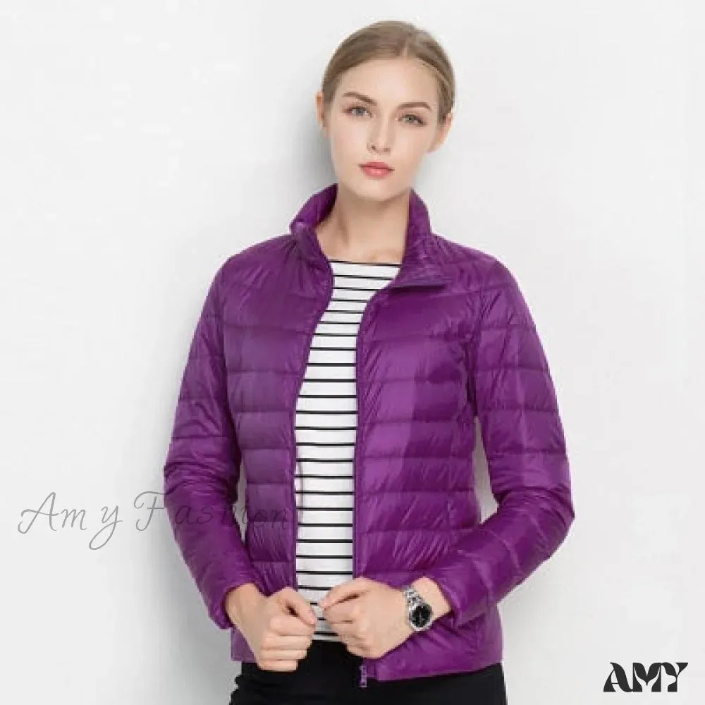 Amy Fashion - Slim Puffer Portable Windproof Down Coat