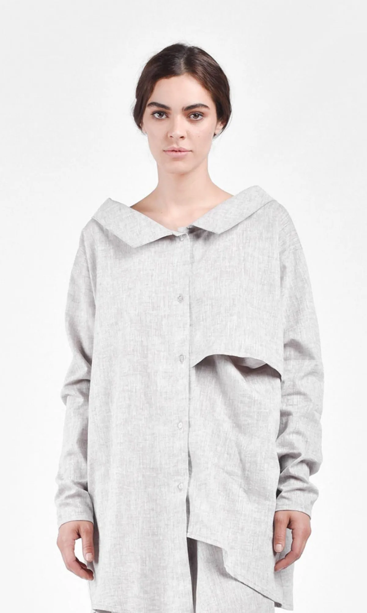 Asymmetric Multi-way Linen Shirt