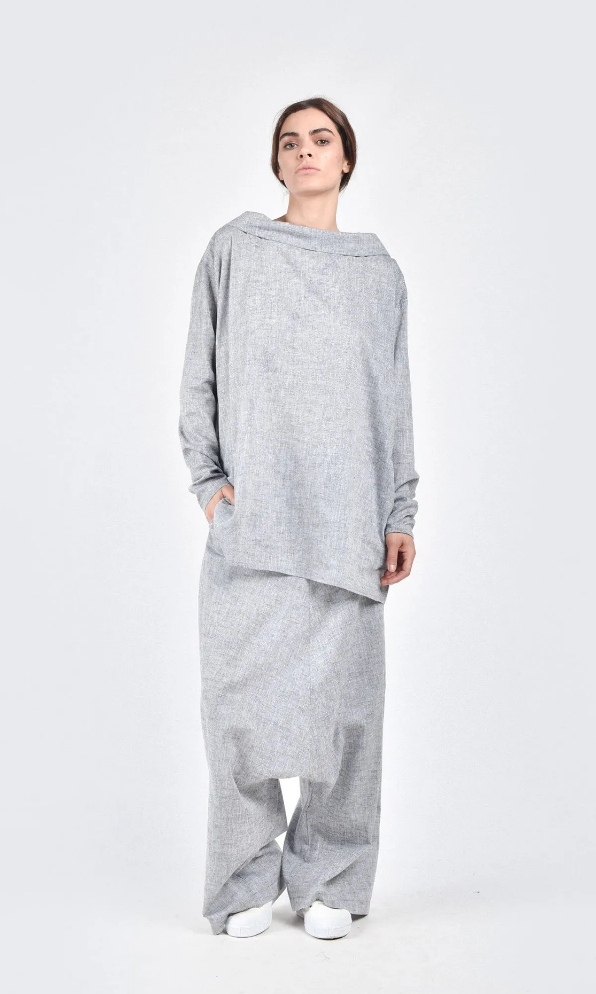 Asymmetric Multi-way Linen Shirt