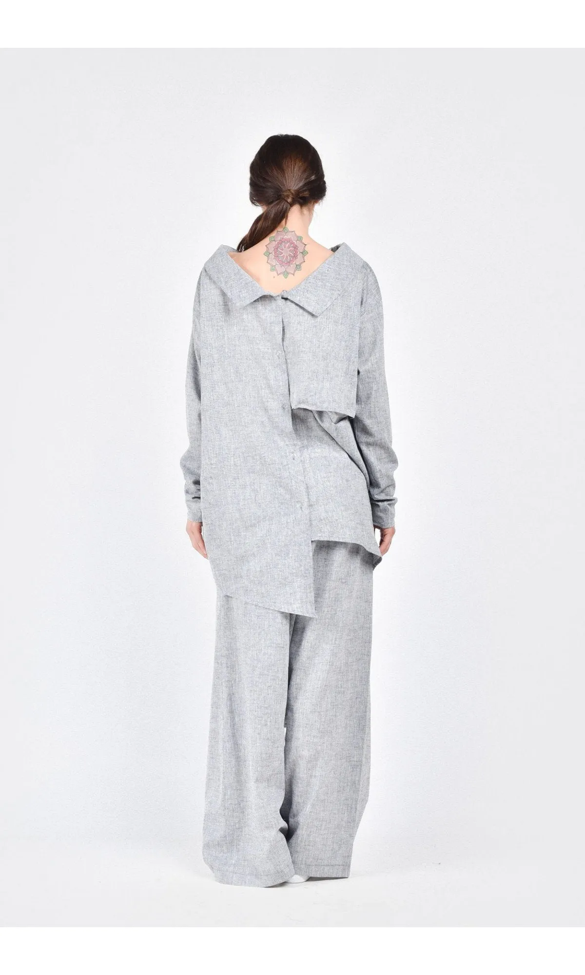 Asymmetric Multi-way Linen Shirt