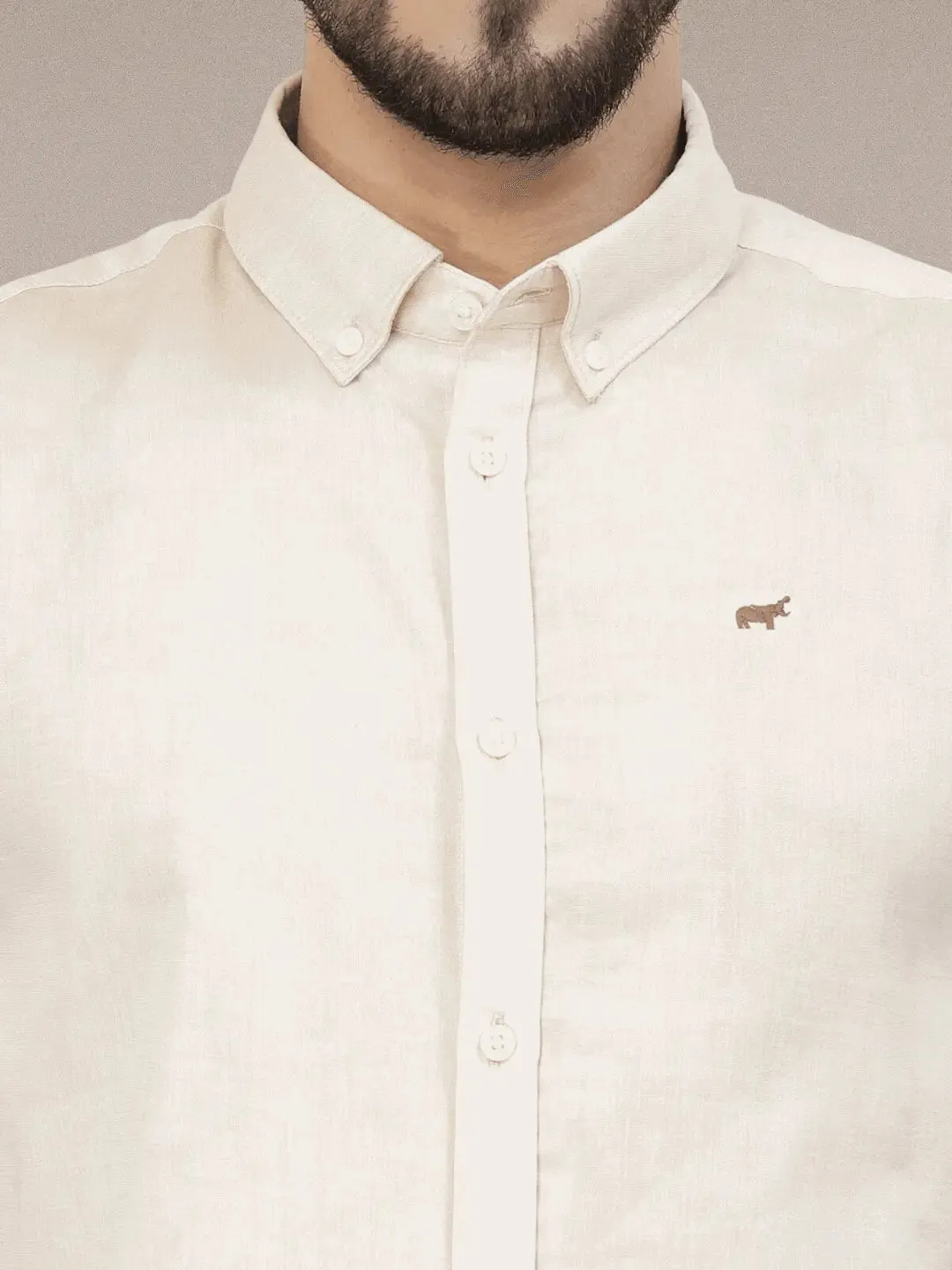 Beige Casual Button Down Shirt