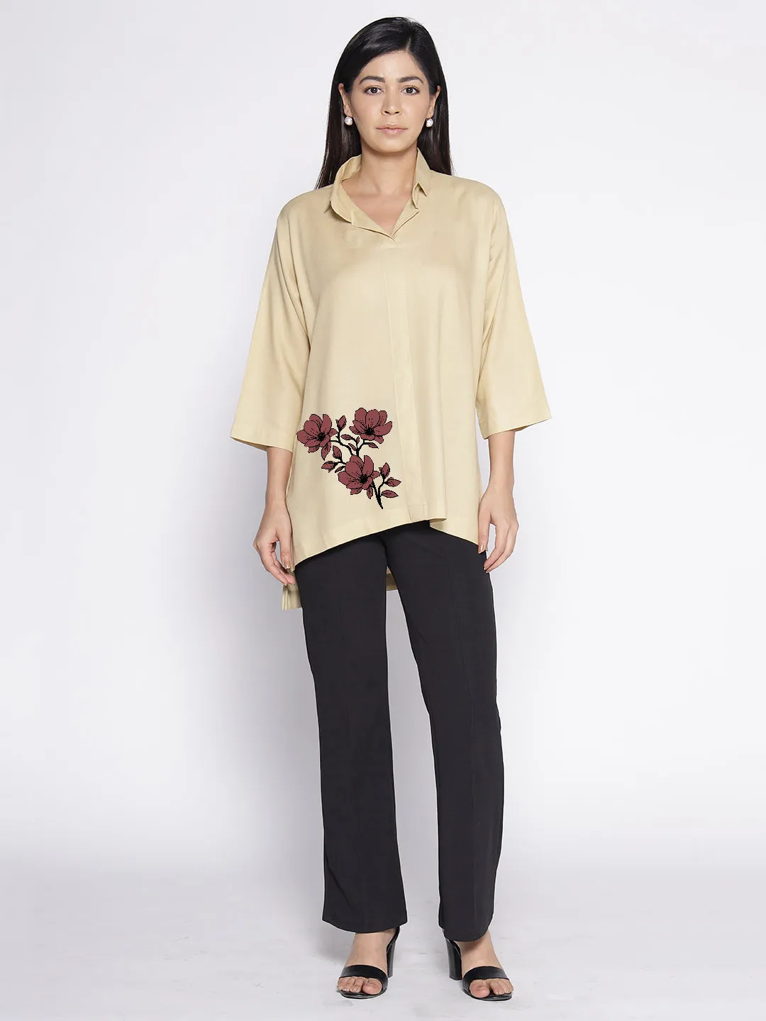 Beige Rayon ShirtTop - Euphorbia