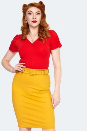 Belted Pencil Skirt