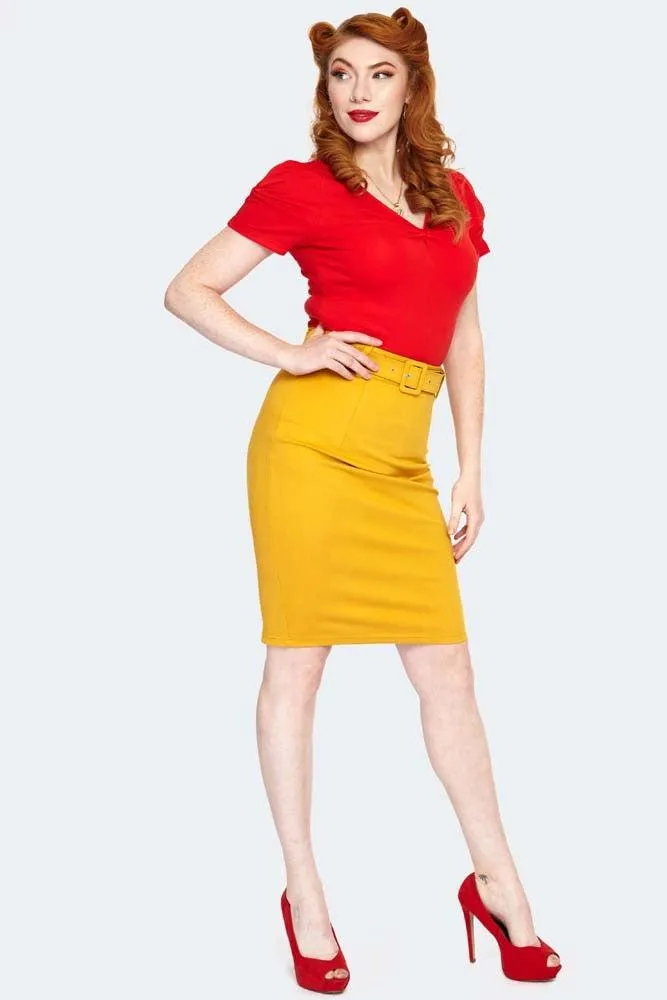 Belted Pencil Skirt