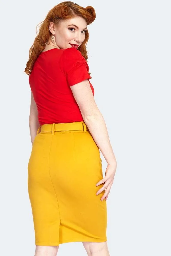 Belted Pencil Skirt