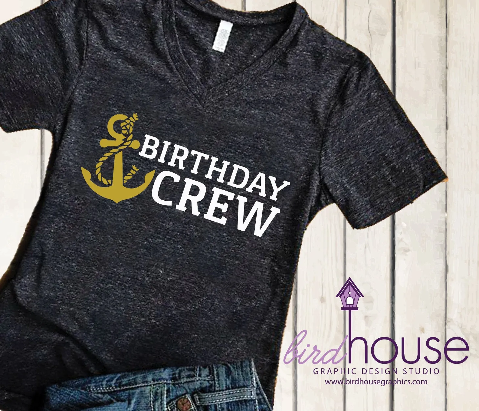 Birthday Crew Shirt, Anchor Cute Matching Group Cruise Tees, Custom, Any Color Text