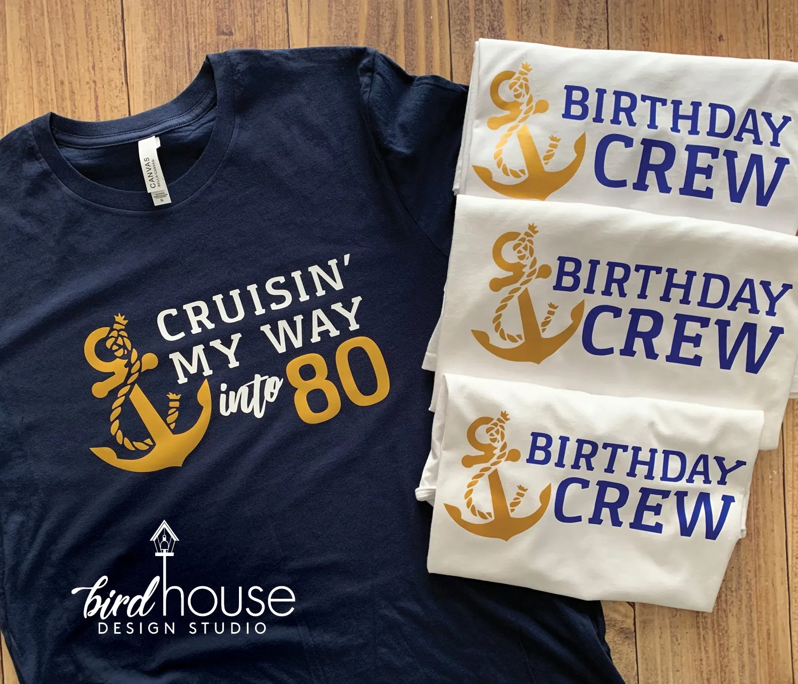 Birthday Crew Shirt, Anchor Cute Matching Group Cruise Tees, Custom, Any Color Text