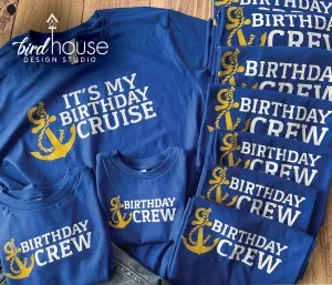 Birthday Crew Shirt, Anchor Cute Matching Group Cruise Tees, Custom, Any Color Text