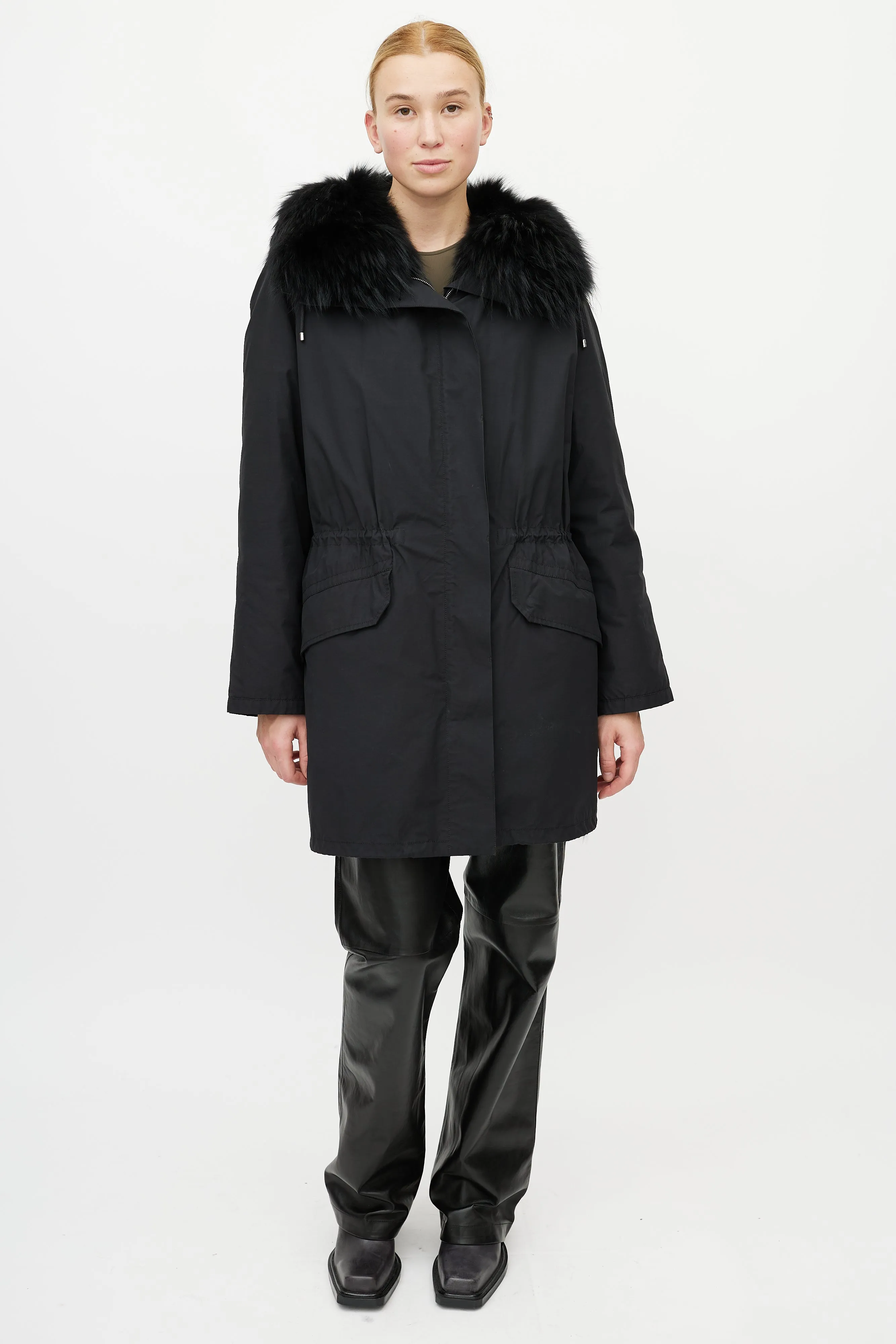 Black Fur Down Coat