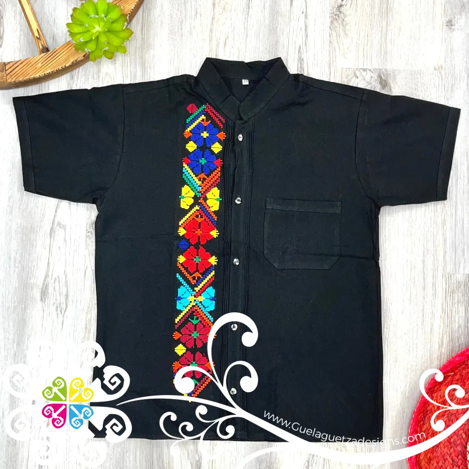 Black Spring Stripe Shirt - Embroider Men Shirt