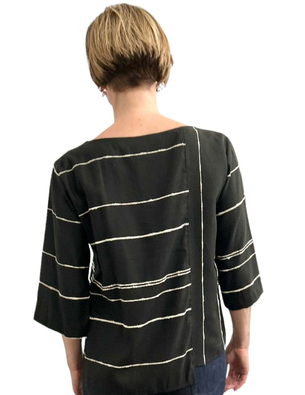 Blouse Black/Ivory Geometrical Design