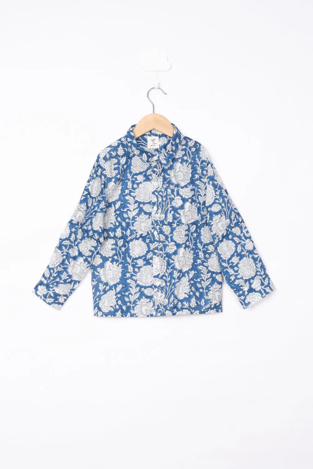 Blue and White Block Print Shirt