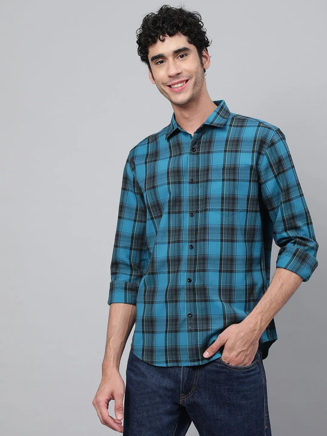 Blue Checks Printed Shirt