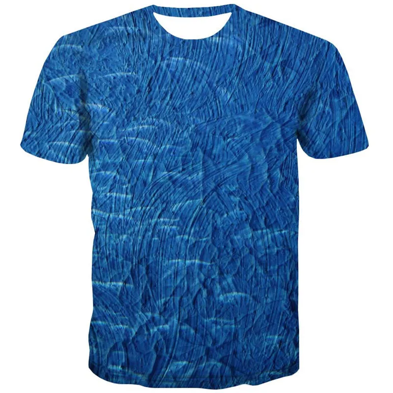 blue oil painting t shirts t shirt 4D special texture Casual men art costume different