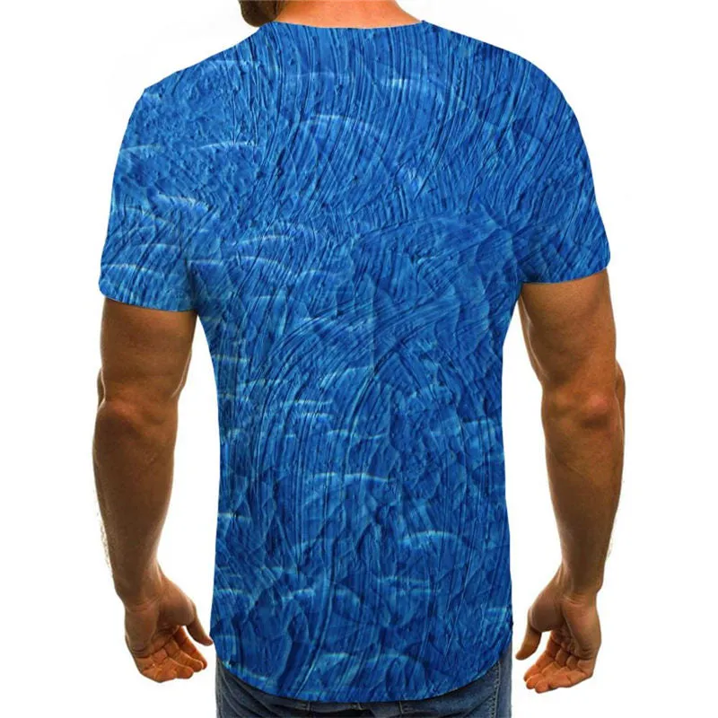 blue oil painting t shirts t shirt 4D special texture Casual men art costume different