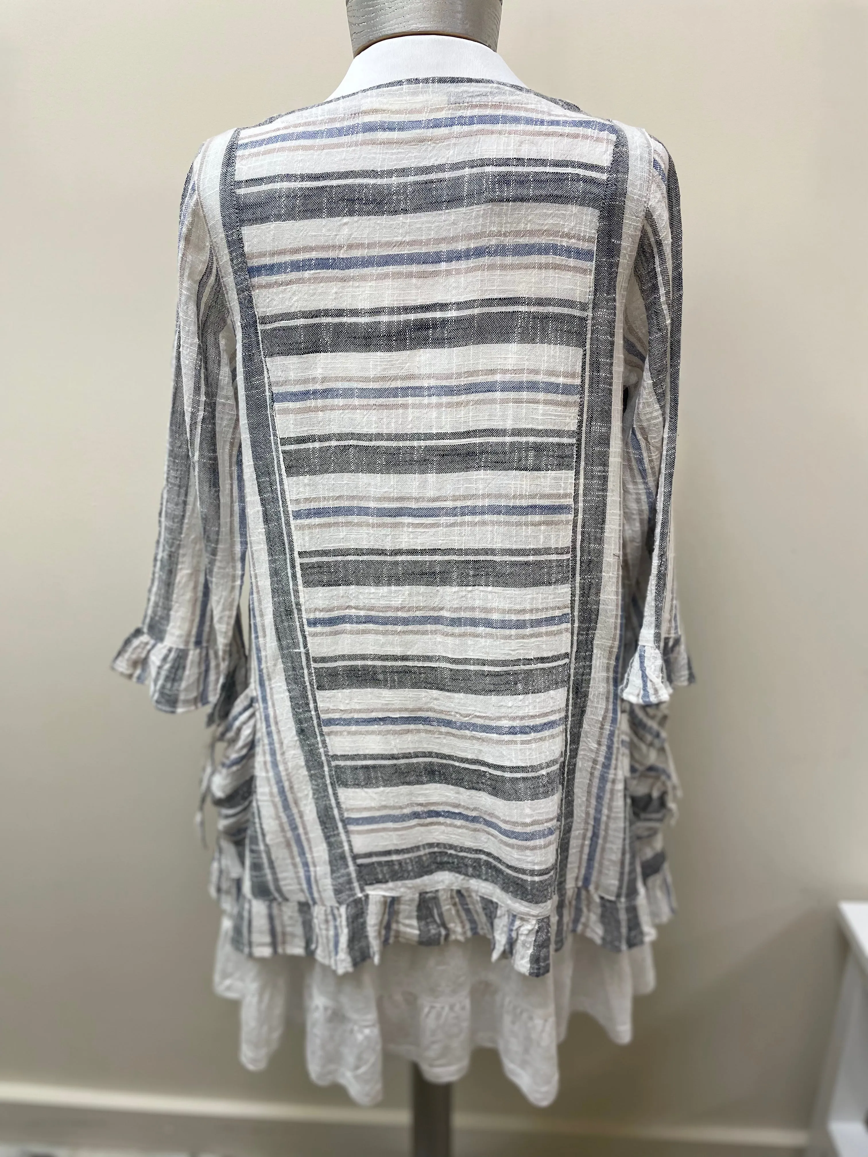 Blue Striped Tunic with Front Pockets PCS-0228 by The Paperlace