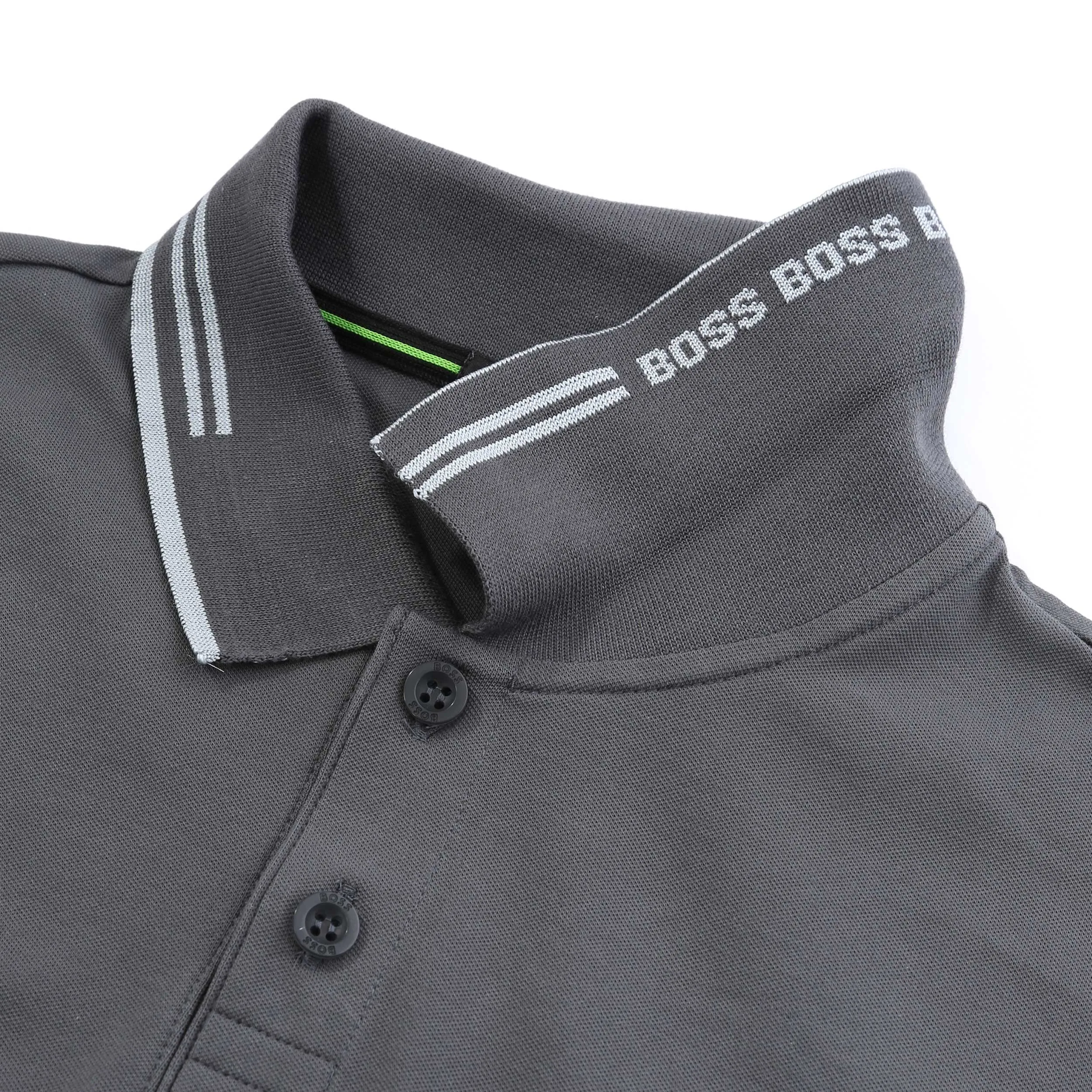 BOSS Paul Curved Polo Shirt in Dark Grey