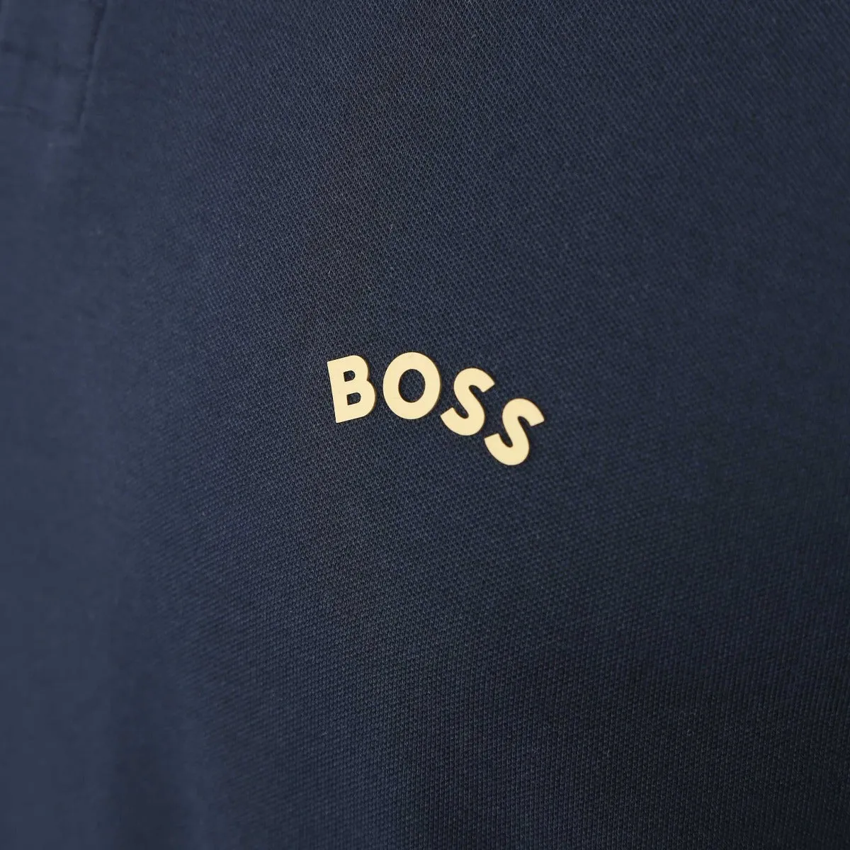 BOSS Paul Curved Polo Shirt in Navy & Gold