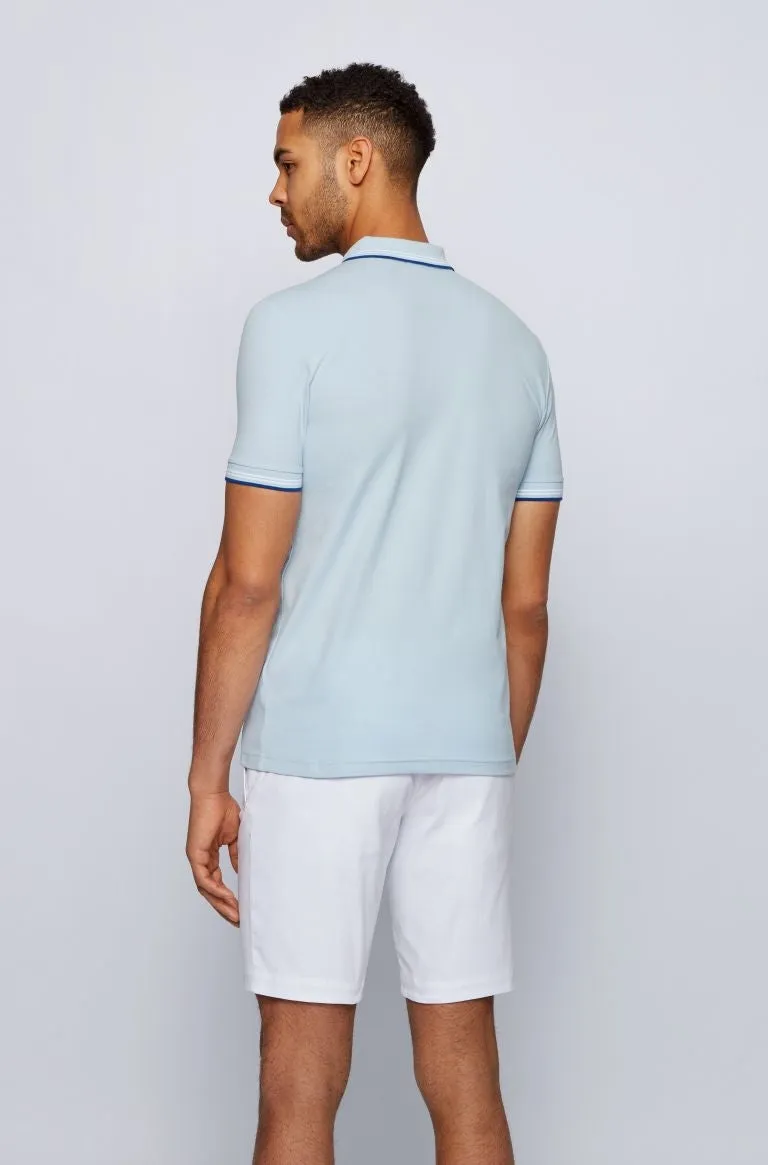 BOSS Paul Curved Polo Shirt in Sky Blue