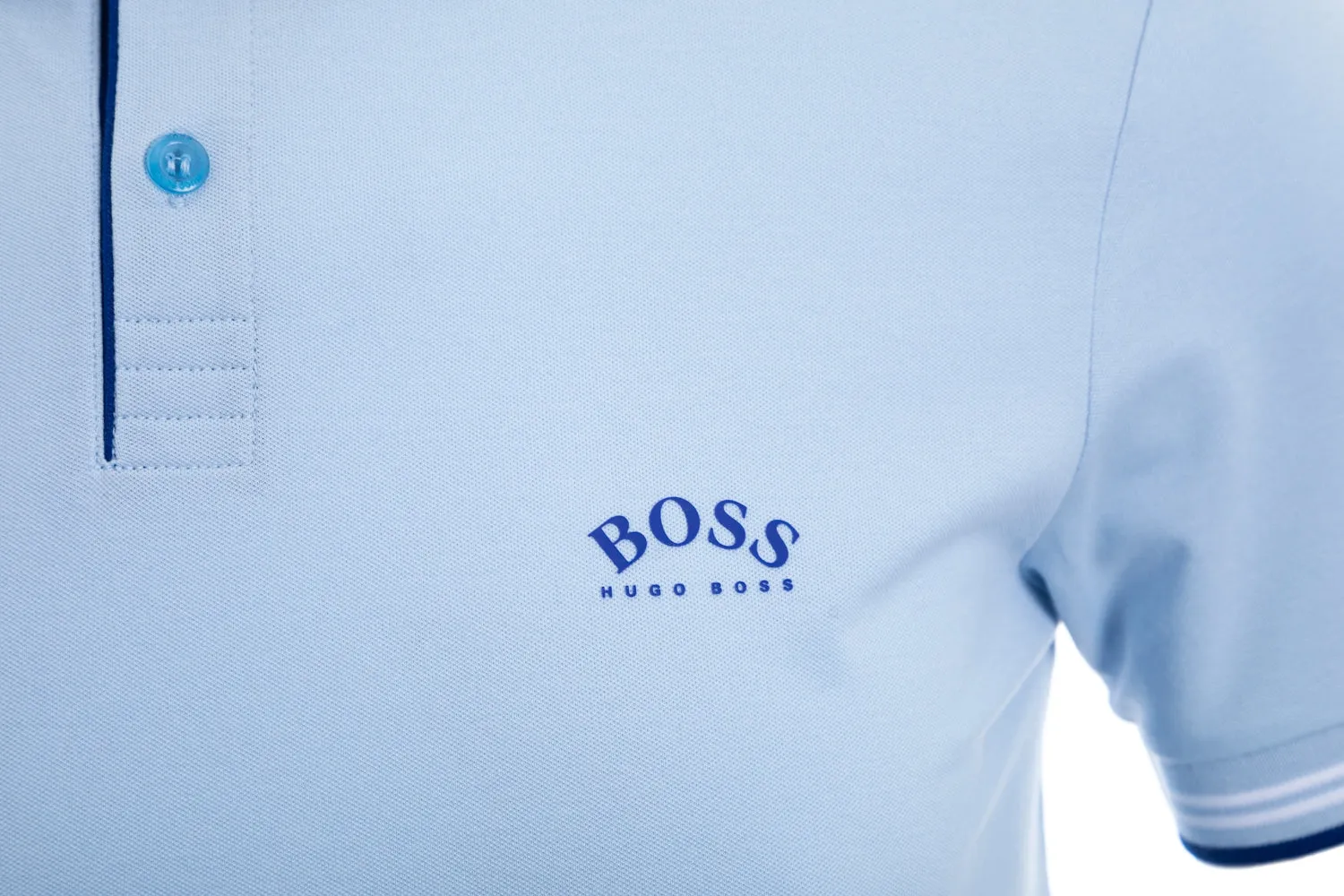 BOSS Paul Curved Polo Shirt in Sky Blue