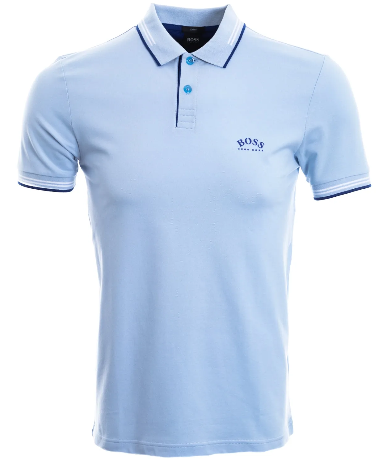 BOSS Paul Curved Polo Shirt in Sky Blue