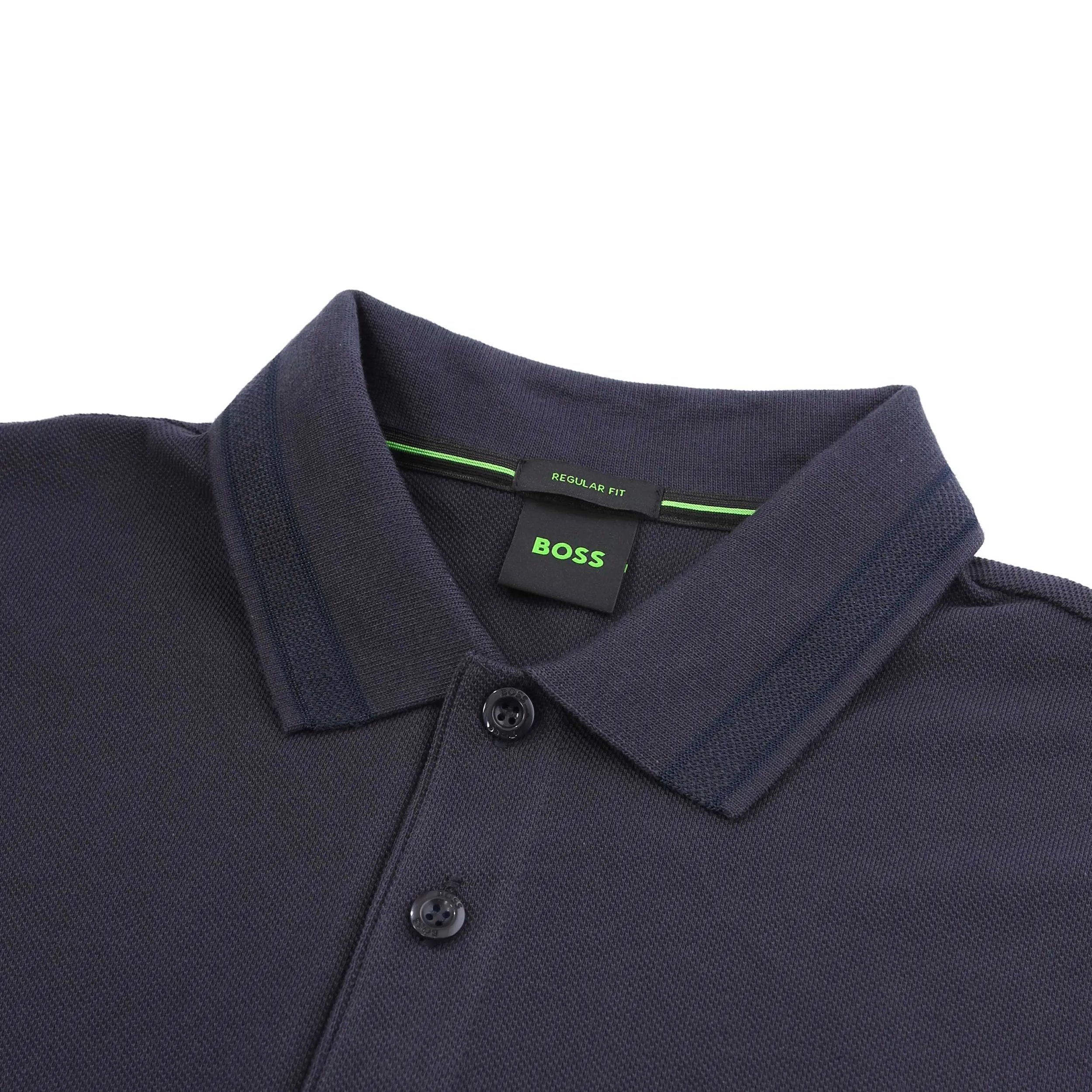 BOSS Plisy Long Sleeve Polo Shirt in Navy