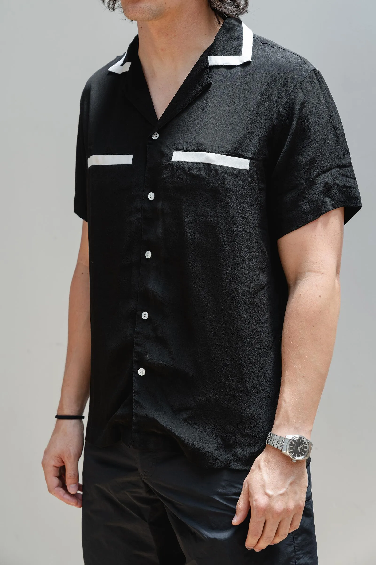 Bowling Shirt - Black Silk