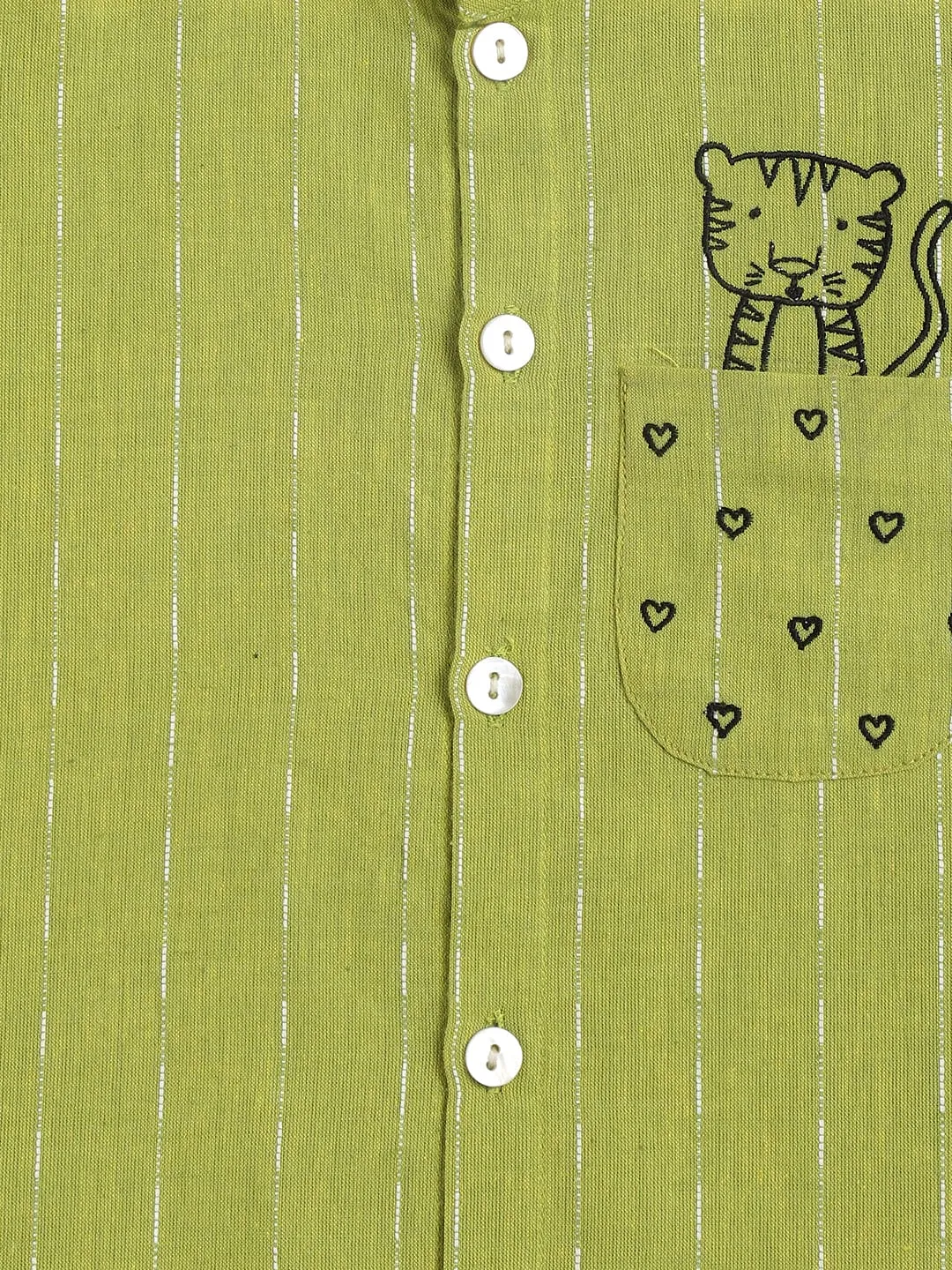 Boy Pocket Tiger Shirt - Green