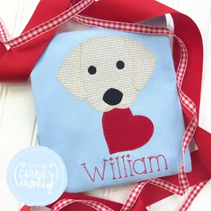 Boy Shirt - Boy Valentine Shirt - Valentine Puppy with Hearts on Light Blue Shirt