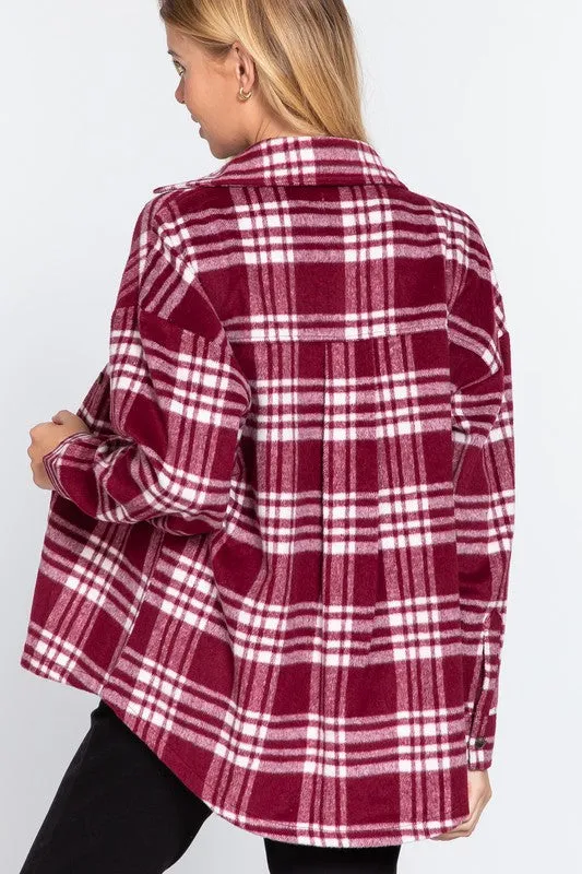 Burgundy Plaid Shacket  - FINAL SALE