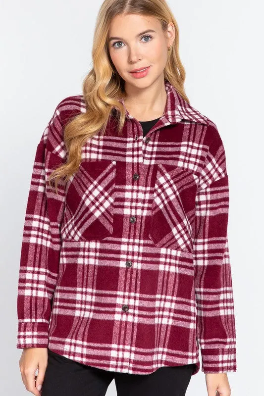 Burgundy Plaid Shacket  - FINAL SALE