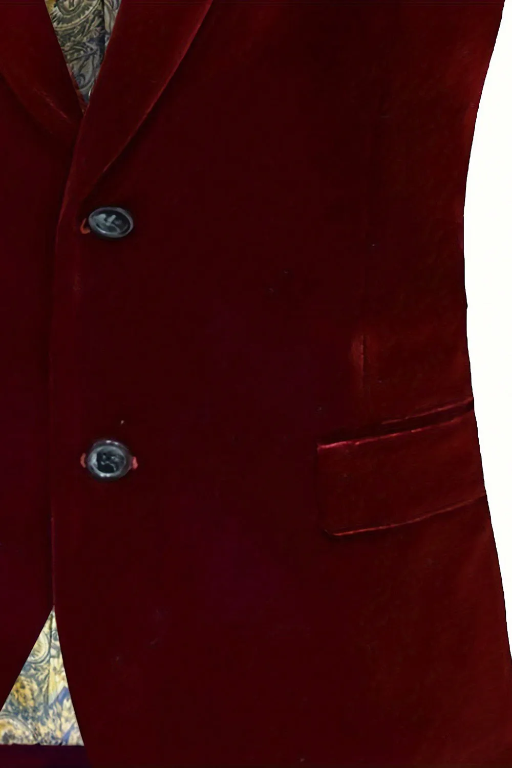 Burgundy Velvet Single Breasted Men's Blazer