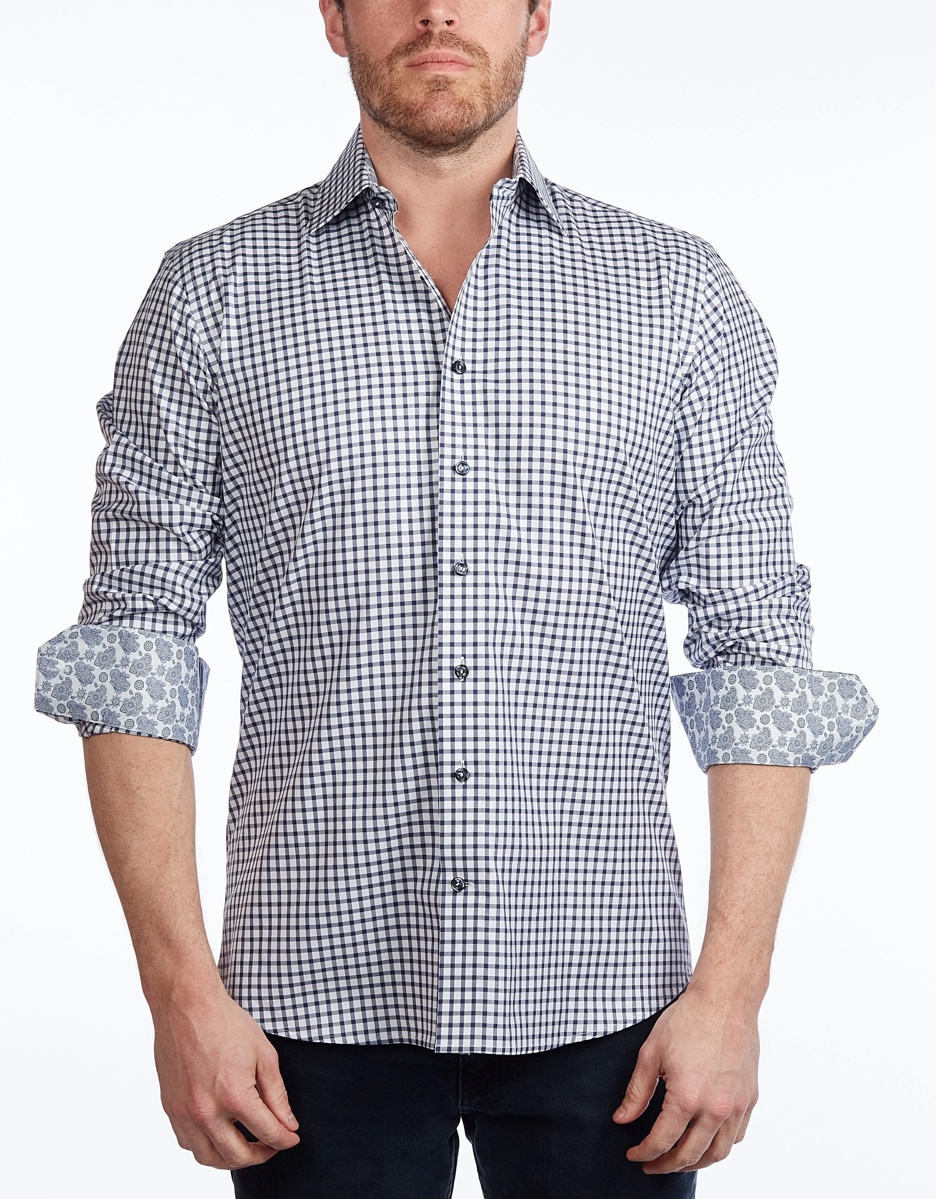 Button-Up Shirt //  - Contemporary Fit - contrast  trimming - final sale