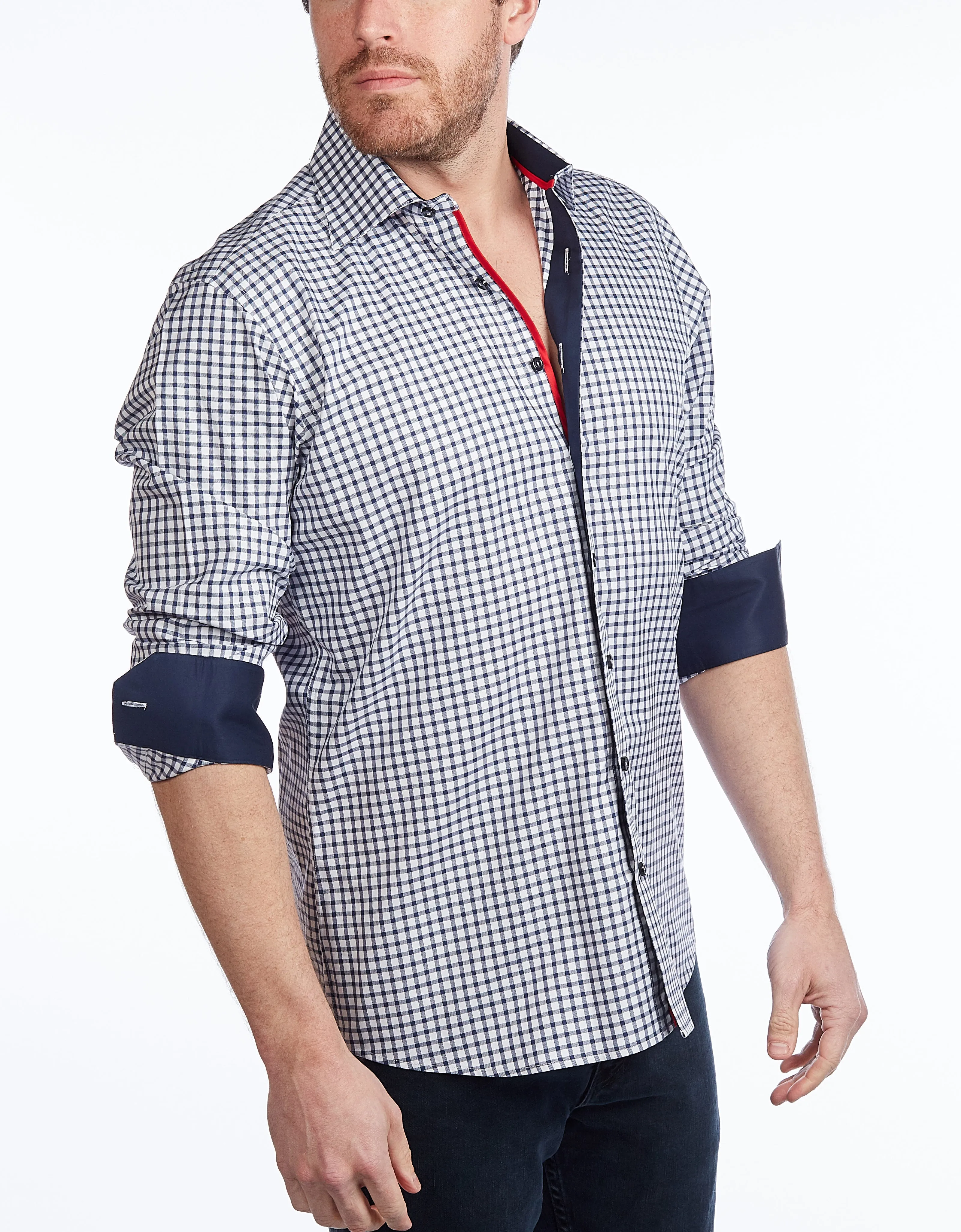 Button-Up Shirt //  - Contemporary Fit - contrast  trimming- final sale