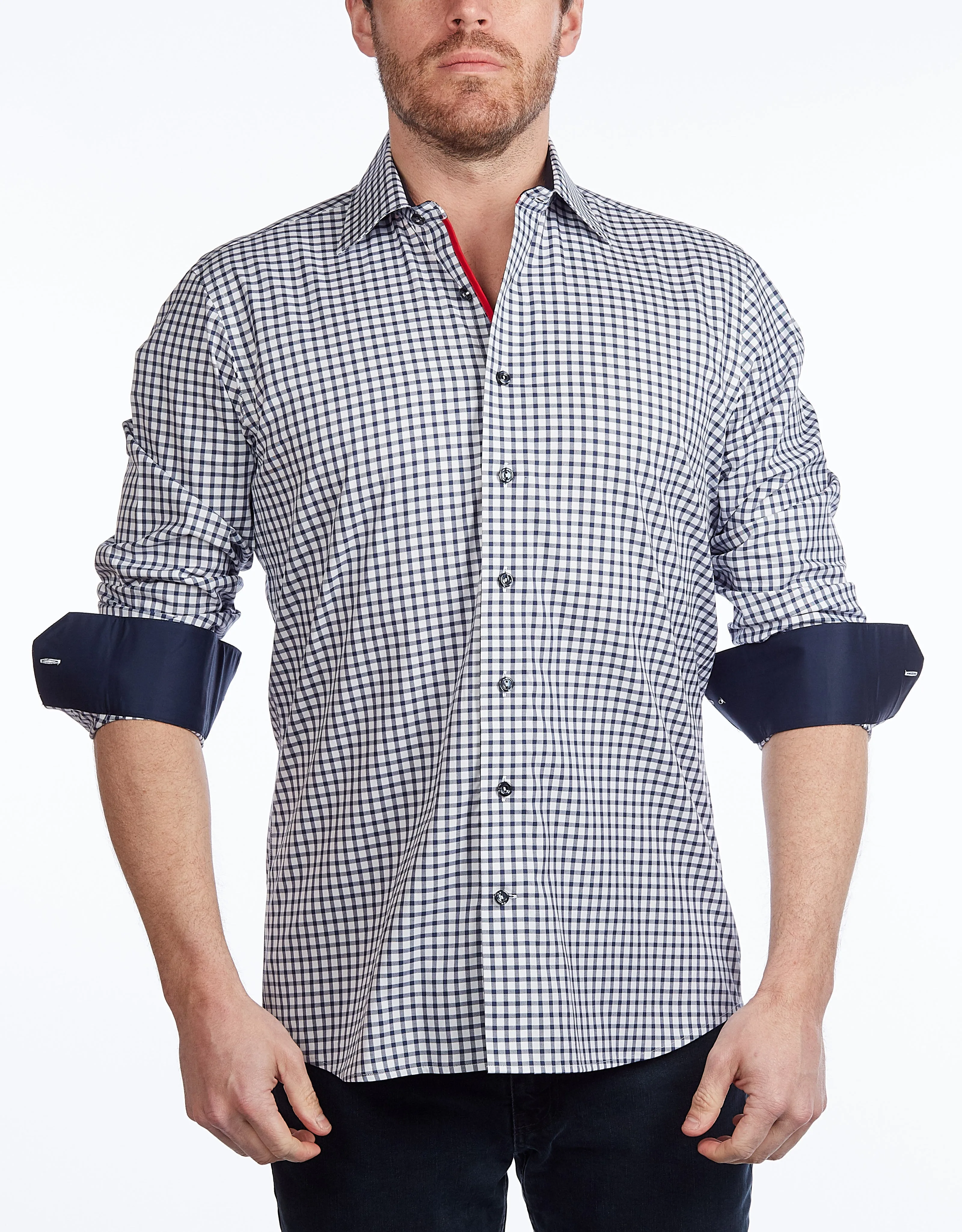 Button-Up Shirt //  - Contemporary Fit - contrast  trimming- final sale