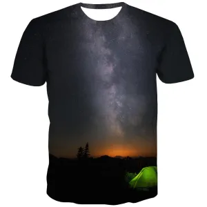 Camping T shirts Men Sunset T shirts Funny Forest Shirt Print Flame Tshirts Novelty