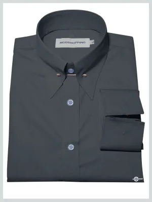 Charcoal Grey Pin Collar Shirt