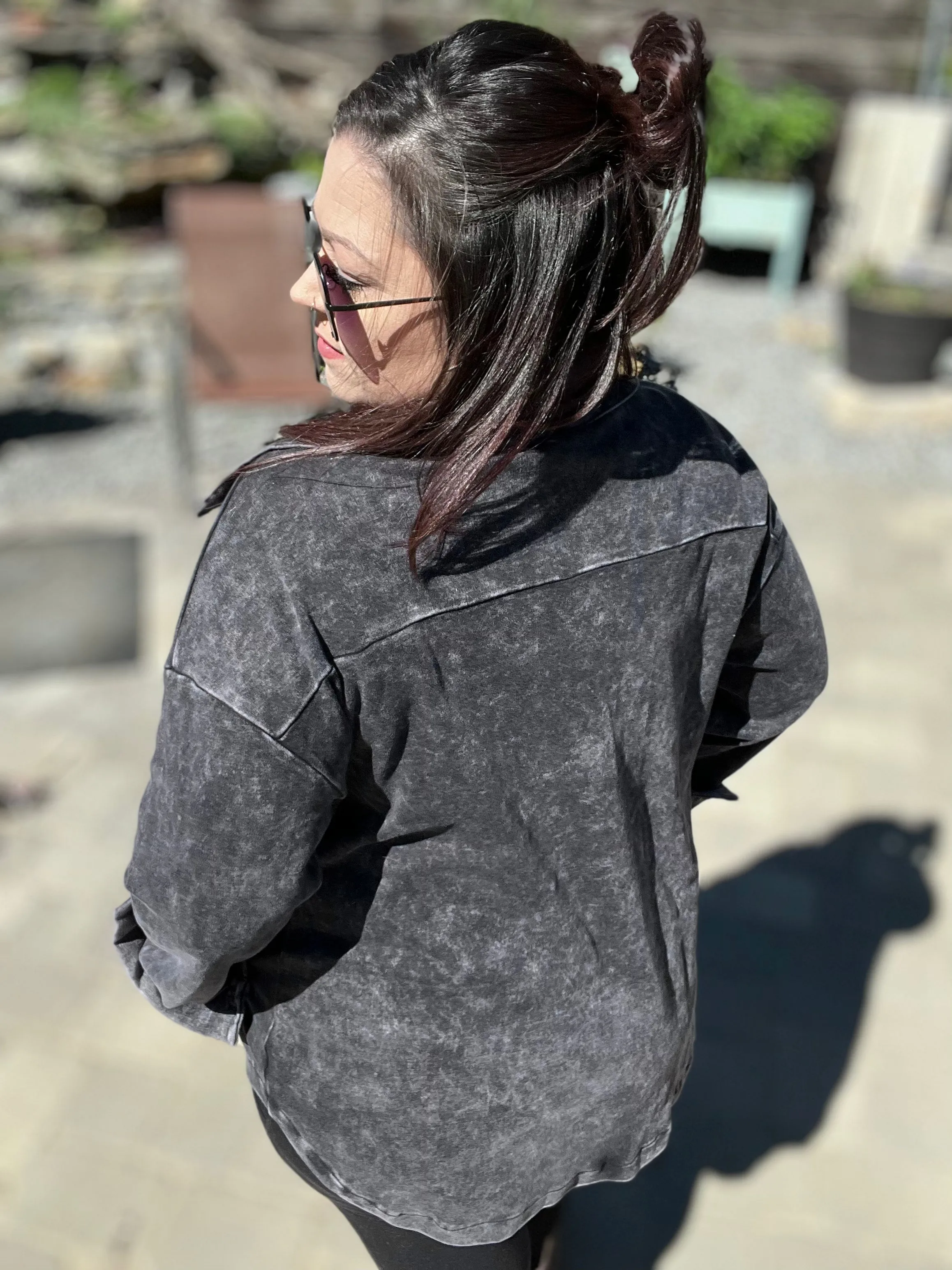 charcoal mineral wash | oversized women's shacket